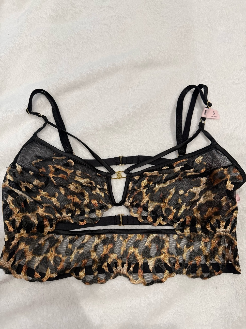 Victoria's Secret Leopard Mesh Bralette - Black & Brown